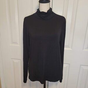 Leo & Nicole Black Stretch Turtleneck Top – Micromodal Blend, Size Large